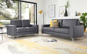 Enveloped in brushed fabric upholstery, this ottoman showcases deep button tufting and gleaming nailhead trim for a tailored. Baltimore Grey Leather 3 2 Seater Sofa Set Furniture And Choice