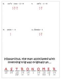 You can solve by substitution when you plug in either the value of x or the value of y into one of the two equations. Solving Trigonometric Equations Activity Trigonometry Activity