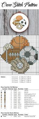 14 count aida grid size: Free Cross Stitch Pattern Small With Sport Balls For Beginners And Kids Easy Stitching Cross Stitch Beginner Cross Stitch Cross Stitch Patterns