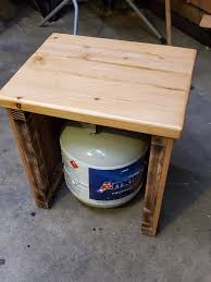 It lets you use your 20 pound propane tank with any table top style grill. Table For Fire Pit Propane Tank Diy Propane Fire Pit Diy Propane Fire Pit Table Diy Outdoor Furniture