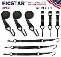 Lashing Straps with Buckles Adjustable Cam Buckle Tie Down Cinch Strap (1''x6')