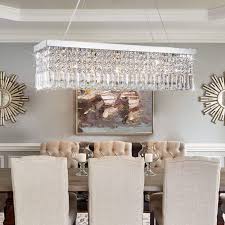 Dining room chandelier to treat your dining times at max, 15 photos long hanging chandeliers chandelier ideas. Rectangle Crystal Chandeliers Dining Room Modern Ceiling Light Fixtures Hanging Chandelier Pendant Light Living Room Beautiful Fixture Polished Chrome Finish L31 5 X W9 8 X H8 9 Of Crystop Amazon Com
