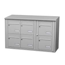 Boite Aux Lettres Collective Exterieur Leabox Com 3x2 Acier Gris Clair Brillant Gris Clair Boite Aux Lettres Acier