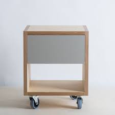 Side Bedside Table With Drawer On Ash Feet Plinth Wheels Baltic Birch Plywood Customise Design Materials Furniture Plywood Furniture Furniture Design Modern