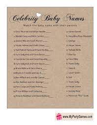 Free Printable Celebrity Baby Name Game Baby Name Game Celebrity Baby Names Baby Names