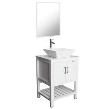 Glossy white bathroom vanity sink: U Eway 24 Bathroom Vanity And Sink Combo Bathroom Vanity Top With Porcelain Vessel Sink With Chrome Faucet Mdf Board Cabinet With Mirror Ceramic Vessel Sink And Cabinet Vanity Set Type B Kitchen