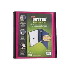 Staples Better 1 5 Inch D 3 Ring View Binder Pink 13569 Cc At Staples Ring Binder Binder Custom Labels
