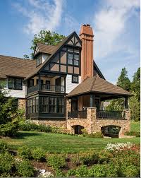 Covered Balcony Second Floor Tudor Style Homes Traditional Exterior Architecture House