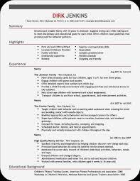 Resume CV: How To Have Nanny Resume