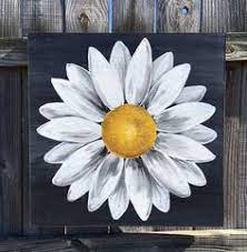 I am a self taught painter, a certified elementary art teacher and have taught visual arts to all ages for over ten years. Daisy Painting On Wood Panel Original Flower Art Black And White Flower Art Painting Daisy Painting Acrylic Painting Flowers