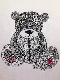 Download Zentangle Teddy Bear On Watercolour Paper Zentangle Animals Zentangle Animals Art Zentangle Patterns