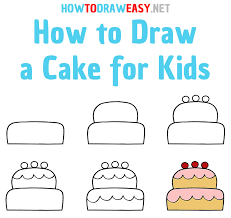 Between the first two marks, draw two more marks that are close to each other. How To Draw A Cake For Kids How To Draw Easy