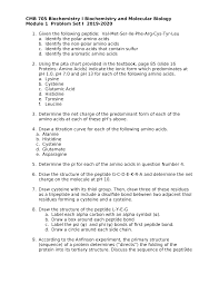 Problem Set I Proteins Includes Calculations Of Pka Pi