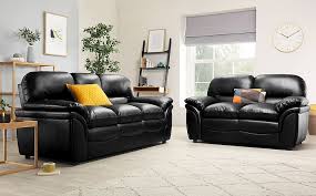 Leather sectional with 3 power recliners, created for macy's. Rochester Black Leather 3 2 Seater Sofa Set Furniture And Choice