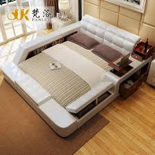 509 0us modern leather queen size storage bed frame with side storage cabinets stool no mattress bedroom furniture sets b03q bed frame storage bed framestora bedroom bed design quality bedroom furniture luxury bedroom