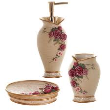 Wheel thrown from american stoneware, this soap tray brings a traditional touch of charm to a kitchen or bathroom sink. Glarcy Bathroom Accessories Set Soap Dispenser Tumbler Toothbrush Holder And Vanity Tray Luxury Hand Painted Decor Buy Online In Haiti At Haiti Desertcart Com Productid 166647405