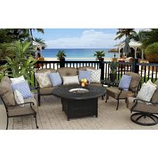The overall fire pit rim to rim is 36 in. Elisabeth Outdoor Patio 7pc Deep Seating Set With 52 Round Fire Table Includes End Tables Fire Pit Lp Burner Sofa Loveseat Club Swivel Rocker Club Chair