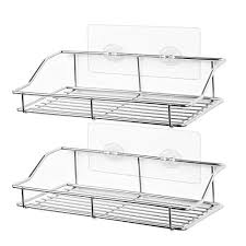 Smartake 2 Pack Shower Caddy Adhesive Bathroom Shelf Wall Mounted No Drilling Strong Shower Caddies Ki Bathroom Storage Shelves Bathroom Shelves Shower Caddy