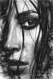 Black And White Sketch Artwork Woman Sketch In Black And White By Rafael Salazar Charcoal Art Portrait Art Art Painting