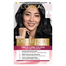 Give yourself a hair color makeover with the best drugstore hair dyes. L Oreal Paris Excellence Permanent Hair Dye Natural Darkest Black 1 Sainsbury S
