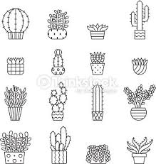 Succulents And Cacti Outline Vector Icons Set Modern Minimalistic Cactus Outline Succulent Tattoo Succulents Drawing