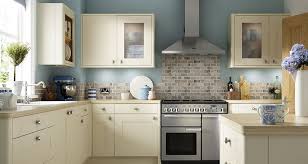 Wickes Milton Bone Cream Kitchen Plus Blue Accents Blue Kitchen Walls Blue Kitchen Accessories Cream Kitchen