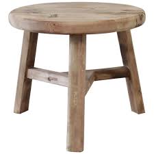Rattan & elm coffee table by mix. Round Natural Side Table Made From Reclaimed Elm Wood At 1stdibs