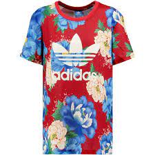 Adidas Originals Floral Print Jersey T Shirt 27 Liked On Polyvore Featuring Tops T Shirts M Adidas Floral Multi Coloured T Shirts Adidas Originals Women