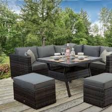 Firepit tables are the perfect combined heating and dining solution for your garden. Rattan Patio Outdoor Garden Corner Sofa Dining Table Chairs Set Aluminuim Lodge Furniture Uk