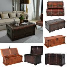 Coffee table trunk with storage. Retro Wooden Treasure Chest Vintage Storage Box Trunk Coffee Table Lockable Uk Ebay