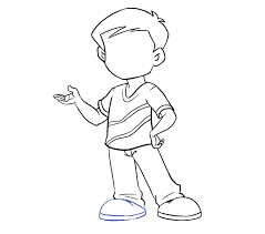 Draw two curved lines under the head for the neck. How To Draw A Boy In A Few Easy Steps Easy Drawing Guides