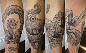 Attractive octopus tattoo on leg calf. 35 Octopus Tattoos For Leg