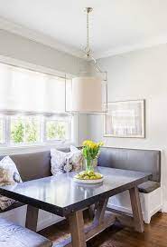 One of the only nooks that is solid wood vs particle board. U Shaped Built In Banquette With Gunmetal Gray Vinyl Cushions Transitional Dinin Corner Bench Kitchen Table Transitional Dining Room Built In Kitchen Table