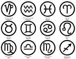 Zodiac Symbols Black On White Medallion Badge Clipart Digital Collage Png Printable Instant Download Zodiac Symbols Clip Art Digital Collage