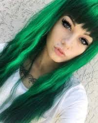 New Hair Highlights Green Bangs Ideas Green Hair Dye Hair Styles Alternative Hair