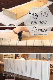 The goal was to attach the boards to the plywood, frame out with 1″x 2″ boards and hang up. Easy Diy Window Cornice You Need To Make Now The Lived In Look