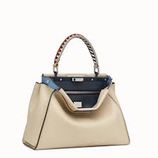 fendi peekaboo regular beige leather bag view 2 zoom