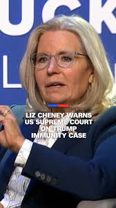 Former Republican Rep. Liz Cheney sent a warning to the US Supreme Court  during a speech at Drake University as the court will decide whether Donald  Trump may claim immunity in special