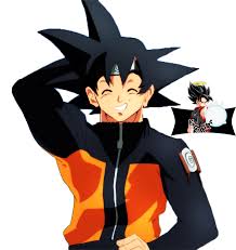 Continue to work on goku's face by drawing the mouth and nose. Render 1 Goku Traje De Naruto By Leonkagamine On Deviantart