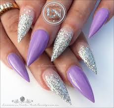 Purple color is for those women who seems powerful and urge to do something unique. Stunning Purple Silver Sculptured Acrylic Gel Nails Gold Coast Australia Light Purple Nails Purple Nails Purple And Silver Nails