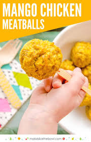 Mango Chicken Bites Kid Friendly Recipe Baby Led Weaning Recipes Baby Food Recipes Weaning Recipes