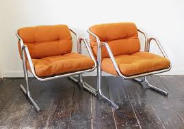 Reserved 2 Jerry Johnson Arcadia Lounge Chairs Orange Chrome Etsy Chair Midcentury Modern Dining Chairs Orange Cushions