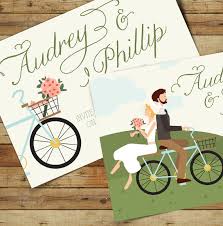 Ride On Bike Wedding Invitation Suite Illustrated Couples Etsy In 2020 Bicycle Wedding Bike Wedding Romantic Theme Wedding