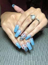 Blue Butterfly Acrylic Nails Acrylic Nails Coffin Short Blue Glitter Nails Butterfly Nail
