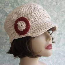 Womens Crochet Newsboy Girl Visor Hat Hat Can Be Made With Cotton Off White Yarn As Pictured Newsboy Hat Pattern Womens Crochet Patterns Crochet Hat Pattern