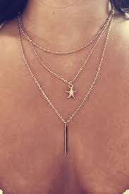 Aashi Star Bar Pendant Charm Gold Layered Choker Necklace Necklace Layered Choker Necklace Layered Chokers