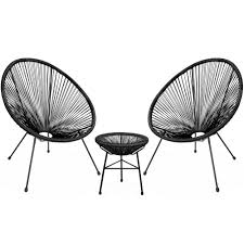 Product title lawn chair usa folding aluminum webbing chair average rating: 3pcs Acapulco Chair All Weather Outdoor Hammock Weave 2 Chair Glass Table Black Ebay