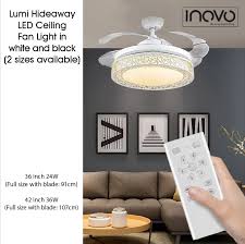 The prices of royal ceiling fan is collected from the most trusted online stores in pakistan such as homeappliances.pk, daraz.pk, mega.pk, and ezmakaan. Inovo Lumi Hideaway Dc Ceiling Fan In White 36 42 Inovo