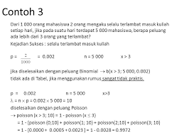 Kebanggaan dan kebahagiaan yang tak terhingga pastinya dirasakan oleh peserta yang lolos seleksi dan dinyatakan resmi sebagai pegawai negeri sipil (pns). Soal Binomial Poisson Dengan Tabel Dan Pendekatan Normal Ppt Download
