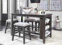 Dining table set 4 piece, wooden counter height dining table set with upholstered bench and 2 chairs, rustic compact bar table set, perfect for small kitchen dining room, espresso+ beige. Cozy And Inviting The Napa 5 Piece Counter Height Dining Collection Makes A Beautiful Addition To Dining Room Small Dining Room Table Decor Dining Sets Modern